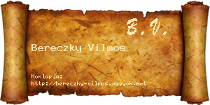 Bereczky Vilmos névjegykártya